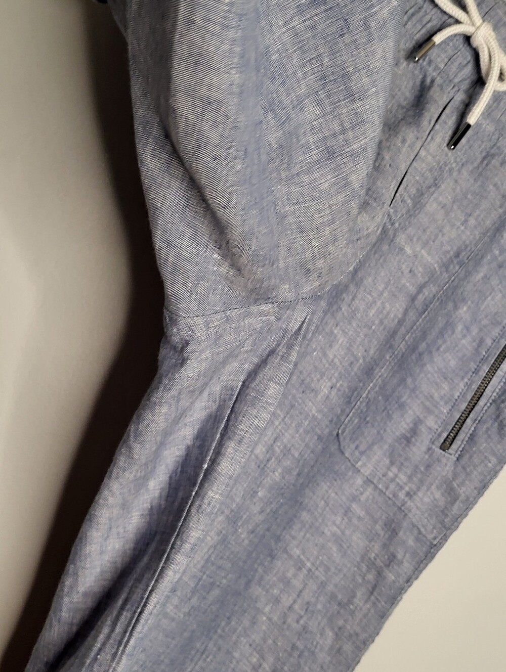 Athleta Cabo Linen Wide Leg Pants Blue Chambray Size 8 - Picture 11 of 13